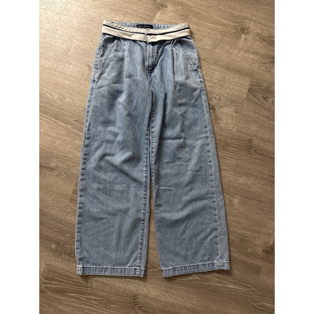 Aeropostale Light Wash Wide Leg‎ Denim Trouser Jeans Womens 000 Reg
